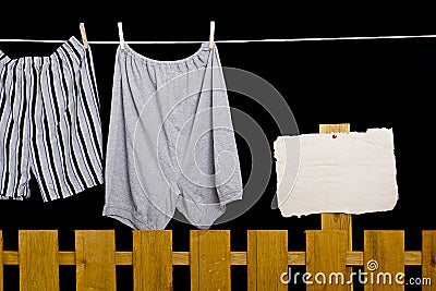 Men's underwear hanging on a clothesline Stock Photo